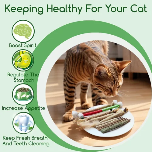 Miniatura 2 de Silvervine Sticks - Juego de juguetes de cuerda de hierba gatera para la limpieza de dientes de gatos, juguetes para masticar gatos, juguetes