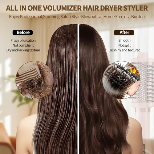 Miniatura 2 de Plancha rizadora de pelo 3 en 1 para cabello corto y largo, cepillo para secador, gran herramienta profesional de peluquería, regalo para mujeres