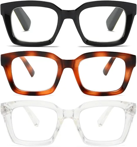 Miniatura 8 de Lentes de lectura cuadrados de estilo moderno con bisagra de resorte, bloqueo de luz azul para hombres y mujeres
