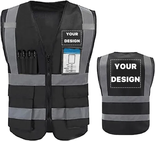 Chaleco de seguridad de alta visibilidad reflectante, personaliza tu logotipo, ropa de trabajo de seguridad con tiras reflectantes y bolsillos