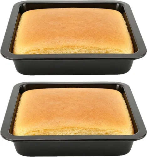 Tissting 2 moldes rectangulares para tartas de 8.9 x 8.9 x 1.8 pulgadas (8.9 x 8.9 x 1.8 in), antiadherentes para pasteles, brownies, lasaña y