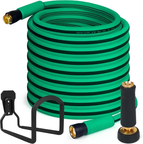 Miniatura 8 de AIODE Manguera de jardín de 5/8 pulgadas x 15 pies, manguera de agua resistente, súper flexible, para todo tipo de clima, equipo de riego de césped
