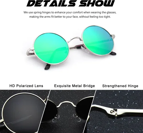 Miniatura 47 de CGID Gafas de sol unisex polarizadas redondas E01 Lennon