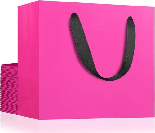Miniatura 45 de EUSOAR Bolsas de papel de estraza para regalo, paquete de 12 bolsas de papel kraft de 10.6 x 3.1 x 8.3 pulgadas con asas, bolsas resistentes