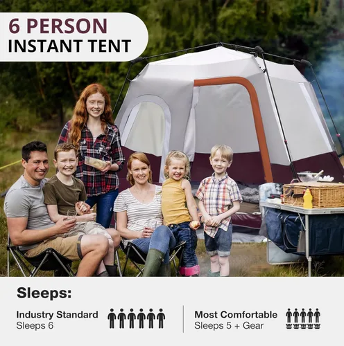 Miniatura 5 de CAMEL CROWN 4/6 Person Instant Cabin Tent, Pop Up Windproof Tents for Camping, 60-Second Setup Family Tent with Carry Bag for Outdoor Hiking Uva rojo