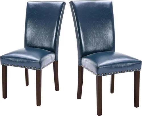 Miniatura 36 de COLAMY Juego de 2 sillas de comedor tapizadas Parsons, sillas de tela para comedor y cocina con detalle de cabeza de clavo y patas de madera
