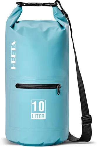 HEETA - Bolsa impermeable con bolsillo frontal con cremallera para mujeres y hombres, 5 L/10 L/20 L/30 L/40 L, mochila de almacenamiento seca y Azul
