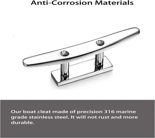 Miniatura 5 de Stainless Steel Boat Cleats 4"/5"/6", Marine Dock Cleats, Heavy Duty 316 Stainless Steel, Mirror Polished, Curtain Tie, Hook, Include Installation