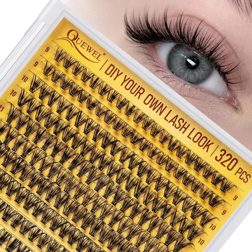 Miniatura 13 de QUEWEL 580 racimos de pestañas 30D+40D+50D+60D+80D+100D racimos de pestañas wispy de 10-18mm, pestañas individuales en racimo reutilizables