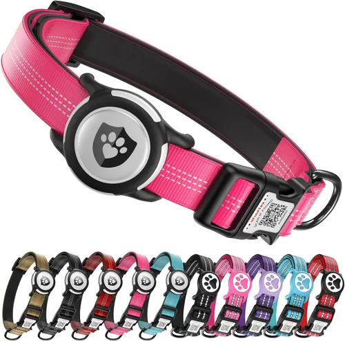 Miniatura 15 de Collar de Perro AirTag para Perros Grandes, Collar de Perro con AirTag de Apple Resistente al Agua IP68 con Soporte para AirTag, Reflectante, azul