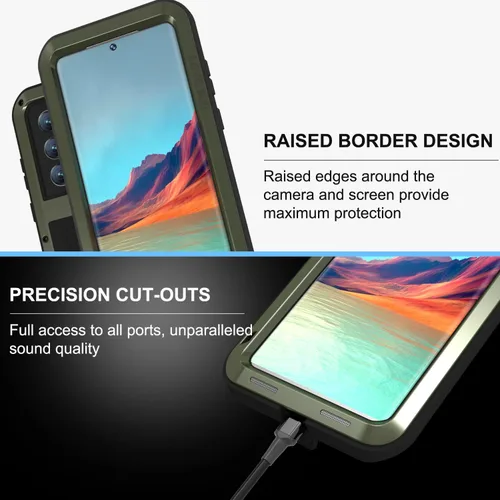Miniatura 5 de LOVE MEI Funda militar resistente para Samsung Galaxy S22 Ultra, sin protector de pantalla de vidrio templado, a prueba de golpes, a prueba de Verde