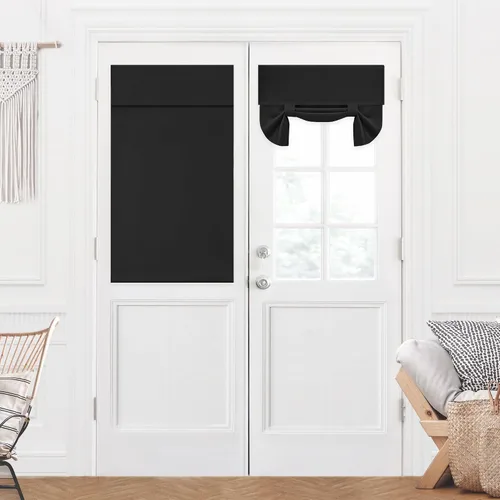 Miniatura 63 de Cortina térmica para puerta con bolsillo para barra, opacas, tratamiento de ventanas con ojales y ojales Deconovo 1 panel