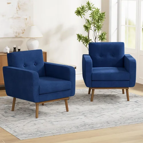 Miniatura 12 de HUIMO Leather Accent Chair, Button Tufted Living Room Chairs Easy to Install, Upholstered Arm Chair for Living Room Bedroom Study Office