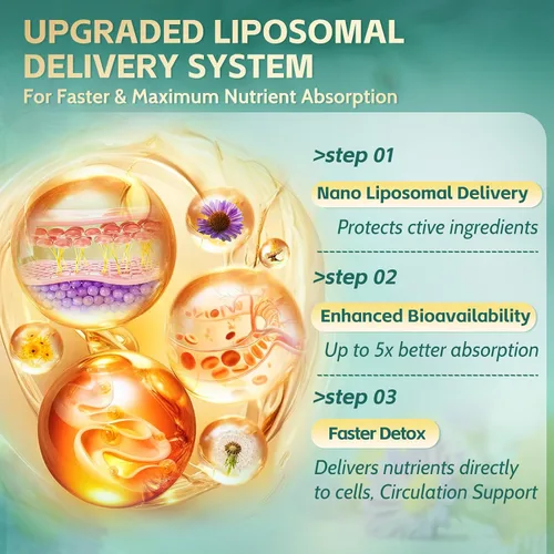 Miniatura 4 de Suplementos de drenaje linfático liposomal 21 en 1, cápsulas blandas, suministro para 100 días, soporte del sistema linfático de 6000 mg para 1