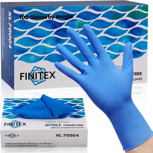 Miniatura 10 de FINITEX Guantes desechables de nitrilo para examen médico, 4 mil, sin polvo, sin látex, 100 unidades, para examen, limpieza del hogar, guantes