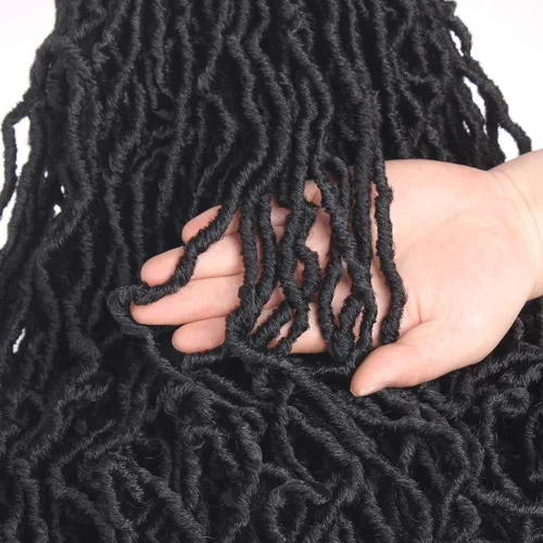 Miniatura 8 de Leeven - 6 paquetes de 21 mechones de cabello largo trenzado para mujer, trenzas de ganchillo sintético de cabello rizado desordenado estilo Rastas