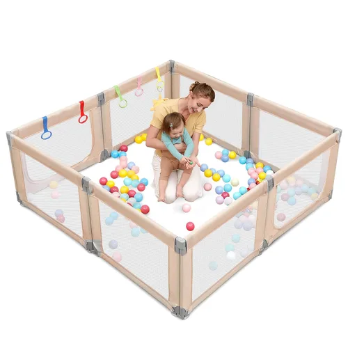 Miniatura 14 de Dripex Corralito para bebés, corralito pequeño de 47×47 pulgadas para bebés, corralito de juegos para bebés con mayor seguridad