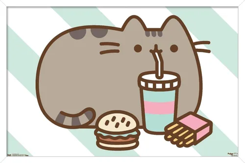 Miniatura 13 de Trends International Pusheen - Póster de pared de alimentos, 14.725 x 22.375 pulgadas, versión enmarcada de madera de granero