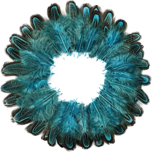 FeelfunFeather 60 plumas de plumaje de faisán azul aguamarina de 2-3 pulgadas, plumas de plumaje naturales esponjosas moteadas para costura,