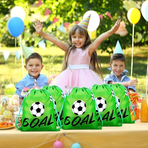 Miniatura 6 de Sadnyy 32 bolsas de fútbol con cordón, mochila de fiesta de fútbol, bolsas de regalo para cumpleaños, temática de fútbol