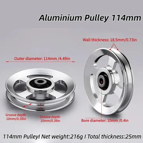 Miniatura 4 de Rueda de polea de aluminio universal para gimnasio, rueda de polea de rodamiento de aleación de aluminio universal para máquina de cable