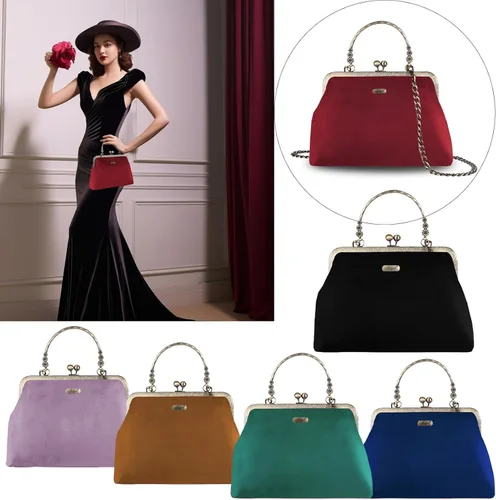 Miniatura 64 de Bolso floral con asa superior, bolso de noche Kiss Lock para mujer, bolso vintage