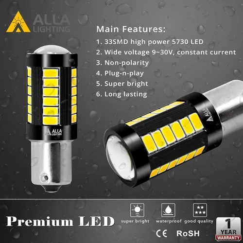 Miniatura 5 de Alla Lighting Bombillas LED BA15S 1156 de 2800 lm, luces blancas de marcha atrás/señal/freno/trasera/DRL 7506 P21W 1141 3497 1003 1073 199 2396 93