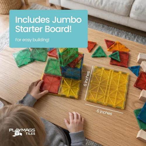Miniatura 5 de Playmags - Azulejos magnéticos para niños – Juego de construcción con imanes de 100 piezas para niños pequeños de 1 a 5 años Juguete Stem