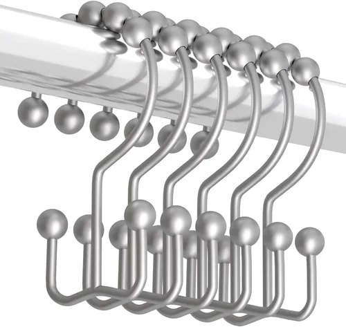 Miniatura 10 de Titanker Ganchos Anillos para Cortina de Ducha, Ganchos de Ducha de Metal de Doble Deslizamiento Resistentes al Óxido para Barras de Cortinas