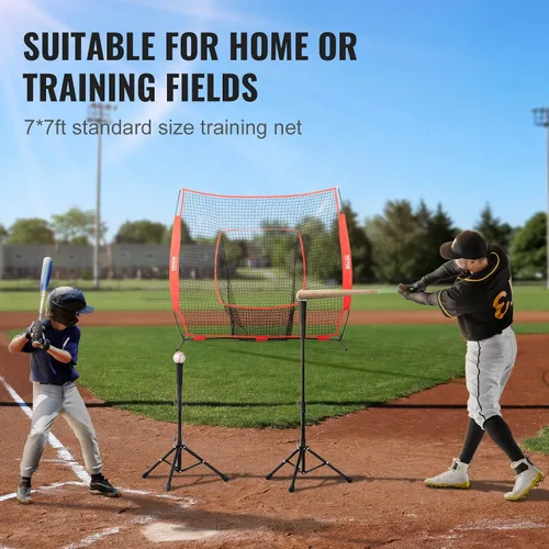 Miniatura 6 de VEVOR 7x7ft Baseball Softball Practice Net, Portable Baseball Training Net for Hitting Batting Catching Pitching, Backstop Baseball Equipment