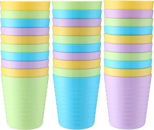 Miniatura 14 de Eccliy 36 vasos para niños a granel, vasos de plástico de 8 onzas, irrompibles, reutilizables, apilables, 6 vasos de colores surtidos para niños