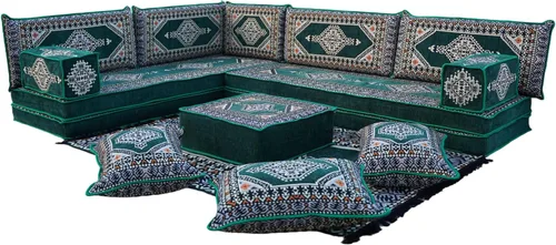 Miniatura 26 de arabicsofa Verde Juego de Asientos de Suelo Orientales Hechos a Mano – Sofá de Suelo Tradicional con Respaldo
