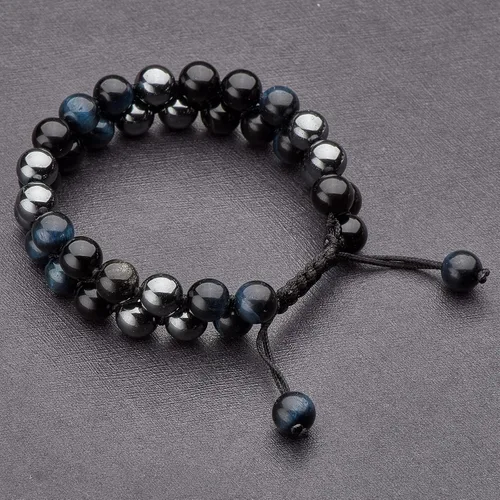 Miniatura 6 de Ornaland Pulsera de triple protección para hombres y mujeres, ojo de tigre, obsidiana, hematita, 0.315in, pulsera de cristal curativo, alivio
