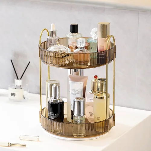 Miniatura 24 de Aveniee Organizador de maquillaje giratorio de 360 grados para tocador, organizadores de baño mejorados para perfume y cuidado de la piel