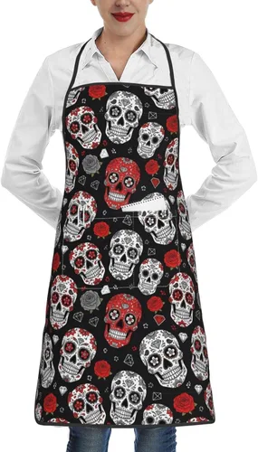 Miniatura 12 de Delantal unisex con cuello ajustable con bolsillos espaciosos y lazos largos