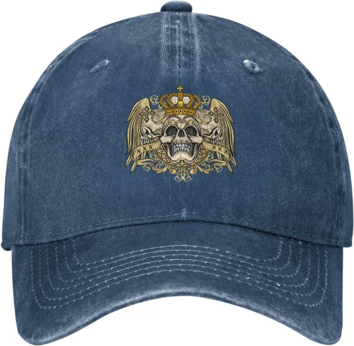 Miniatura 2 de Cowboy Hat Trendy Hats for Man and Women Djustable Four Season Outdoor Baseball Cap of Hell Skull with Angel Navy Blue