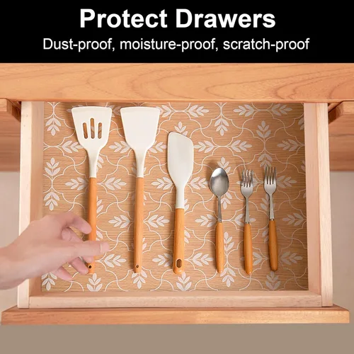 Miniatura 2 de Cooyes - Revestimiento para estantería de alacena, refrigerador, cajón, cocina, tapete no adhesivo lavable, a prueba de aceite, de 11.8 x 118 Aclear