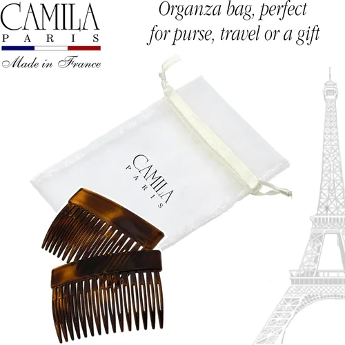 Miniatura 6 de Camila Paris CP2942 - Peine lateral francés para el cabello, concha pequeña de tortuga, peines de pelo con torsión francesa decorativos, pinzas