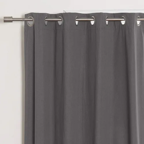 Miniatura 3 de Best Home Fashion ZeroLight - Cortinas opacas térmicas con ojales texturizados, 100 % de lino, color gris oscuro, 52 pulgadas de ancho x 63 pulgadas