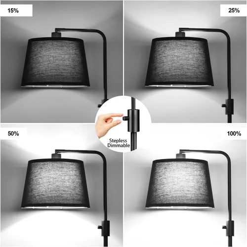 Miniatura 3 de Nintiue [Actualizada] Lámpara de pie regulable, bombilla LED Edison de 1000 lúmenes incluida, pantalla negra, lámpara de pie alta moderna de arco