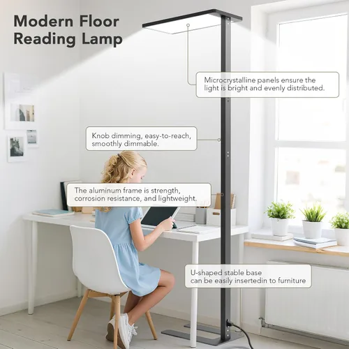 Miniatura 4 de Lámpara de pie LED de 120 W, luz de lectura de 76.8 pulgadas de alto, lámpara de pie de atenuación de 10000 lúmenes, lámpara de lectura