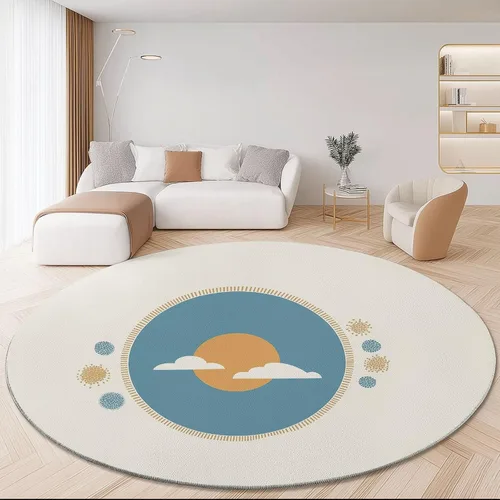 Miniatura 9 de Bath Mat Round Rug 2 ft, Boho Sun Line Mandala Washable Circular Rugs, Non Slip Absorbent Beige Circle Area Carpet for Kitchen Living Room Bedroom
