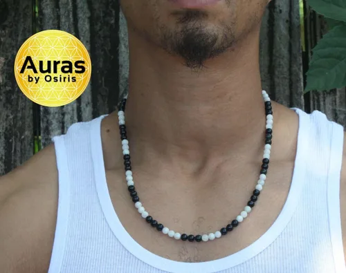 Miniatura 35 de Collar de cristal de obsidiana negra hecho a mano, collar de cuentas de piedras preciosas naturales auténticas, curación, protección, talismán mala