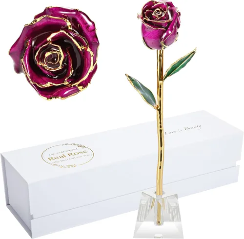 Miniatura 11 de Regalos para mamá, rosa dorada, rosa bañada en oro hecha de rosa real, regalos para ella y los mejores regalos para la madre, rosas doradas