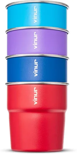 Miniatura 17 de VINUR Vasos Tumbler de Acero Inoxidable de 8 oz, Vasos de Metal Apilables para Beber para Viajes, Campamento, Exteriores, Paquete de 4