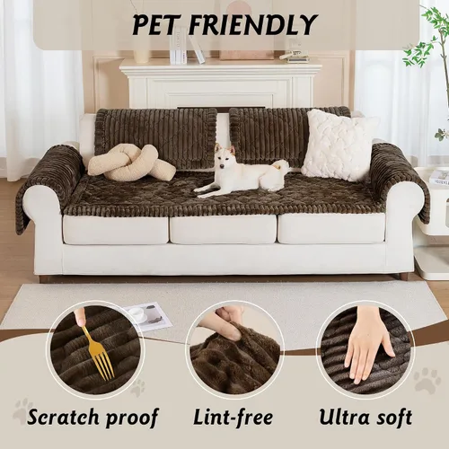 Miniatura 3 de PuTian Funda de sofá 100% impermeable y mullida para perros, gruesa, lavable, antiarañazos, antideslizante, protector de muebles