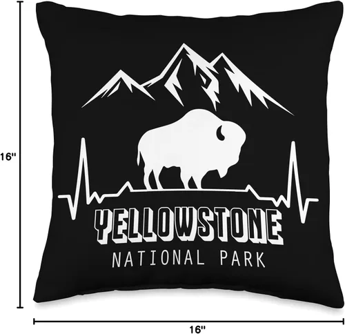 Miniatura 4 de Yellowstone Volcano National Park Wyoming Souvenir National Park Heartbeat Yellowstone Hike Wyoming Mountain - Almohada de 16 x 16 pulgadas
