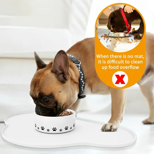 Miniatura 3 de Ptlom Alfombrilla para mascotas para perros y gatos, tapetes antideslizantes impermeables para alimentación de perros que previenen el Blanco