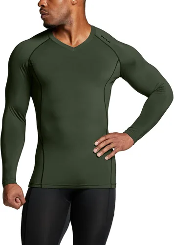Miniatura 2 de TSLA - Camiseas térmicas de compresión de manga larga con cuello en V para hombre, ideales para usar como capa base para hacer ejercicio, correr