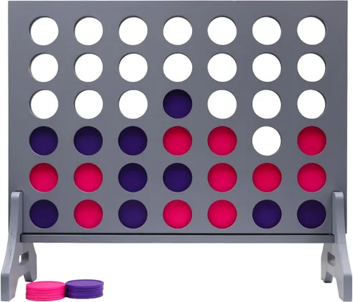 Miniatura 57 de Juego gigante 4 en una fila para familia y adultos – Tailgating Pros Jumbo de madera gris cuatro en una fila juego de patio para interiores